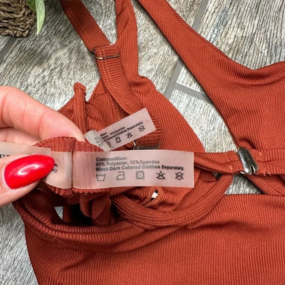 ZAFUL One Shoulder Ribbed Colorblock Cutout Bikini - Picture 8 of 9